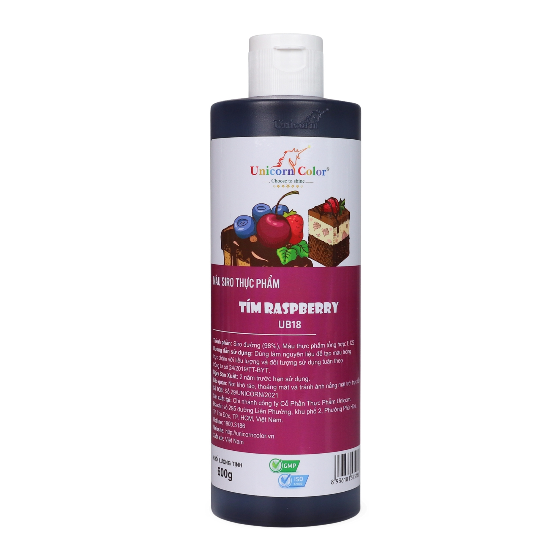 Màu Siro Unicorn Tím Rasperry 600g