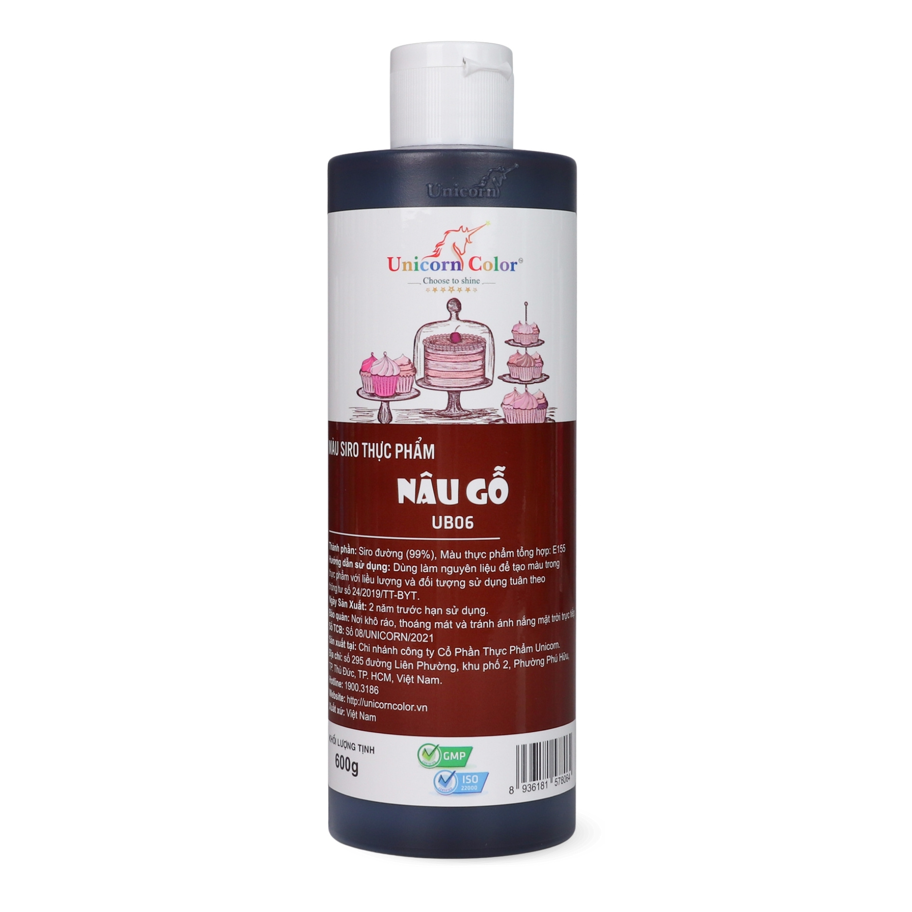 Màu Siro Unicorn Nâu Gỗ 600g