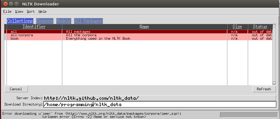 Python - Downloading Error Using Nltk.Download() - Stack Overflow