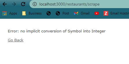 Ruby On Rails - Error: No Implicit Conversion Of Symbol Into Integer -  Stack Overflow