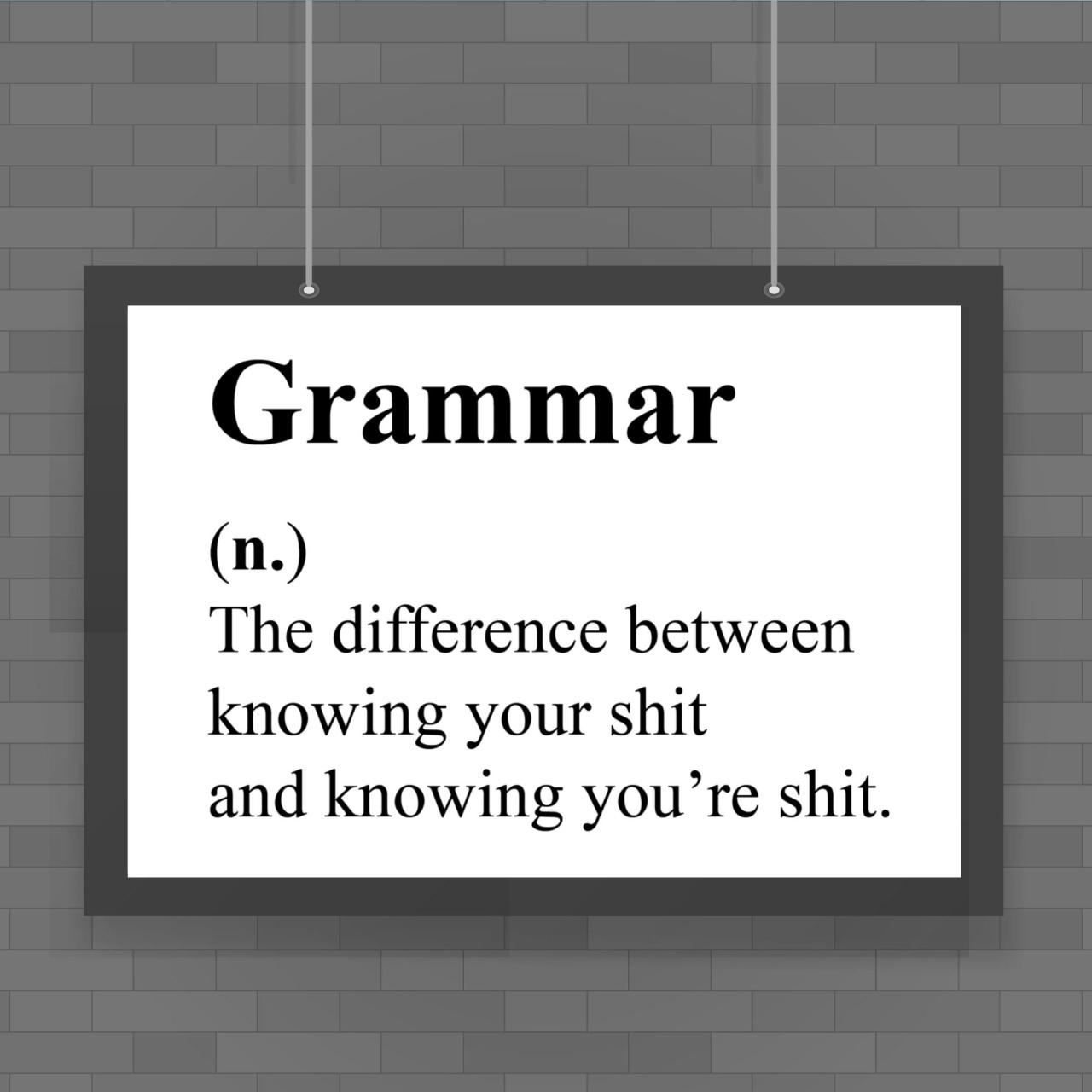 Grammar (N.) The Difference Between Knowing Your Shit Poster