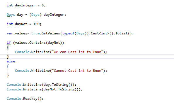 2 Ways To Convert/Cast Int To Enum In C#