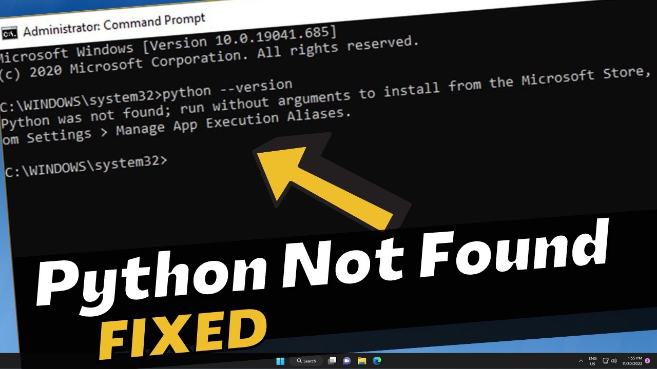 How To Fix Python Was Not Found Run Without Arguments To Install From The  Microsoft Store Error - Youtube
