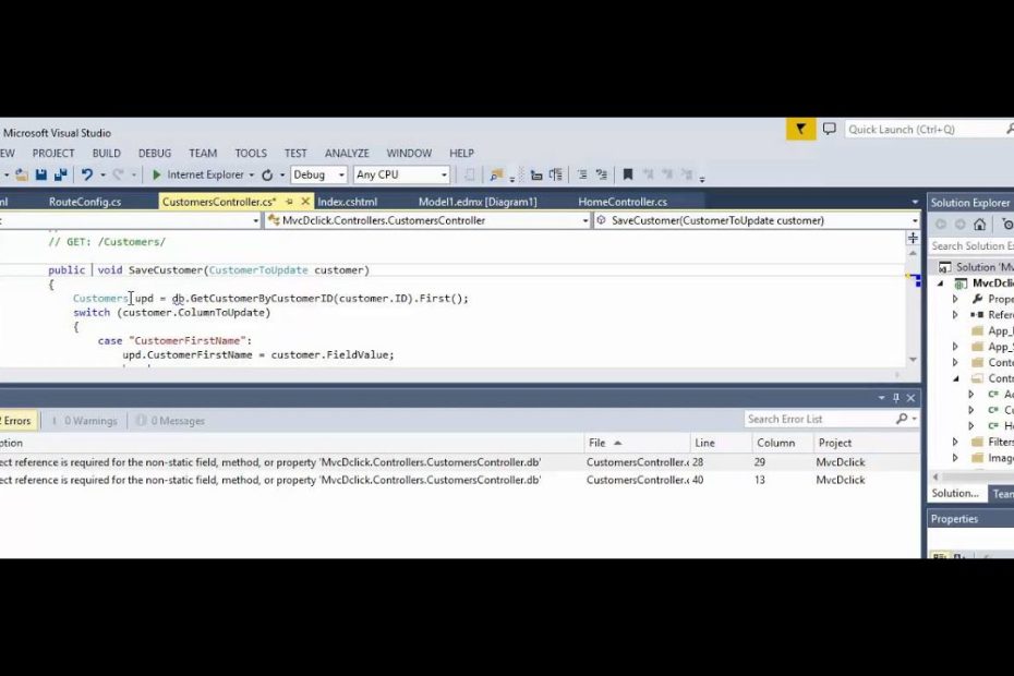 Mvc - Error - An Object Reference Is Required For The Non Static Field, -  Youtube