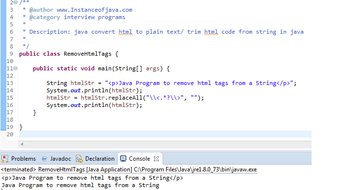 How To Remove Html Tags From String Java - Instanceofjava