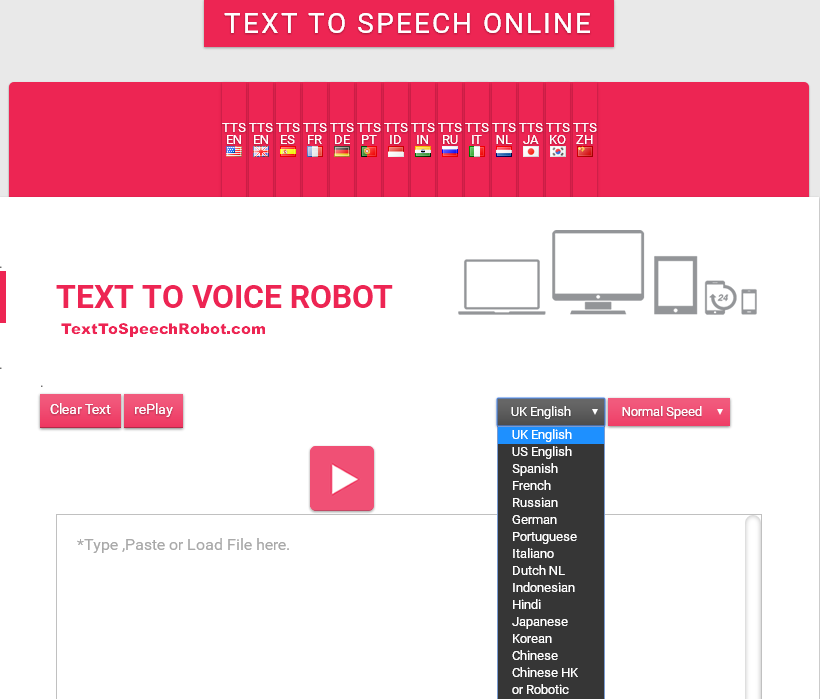 Text To Speech Online | Free, Multilingual Tts For Your Computer,Phone And  Tablet.