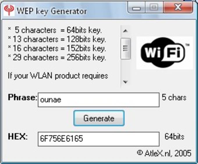 Wep Key Generator - Tải Về