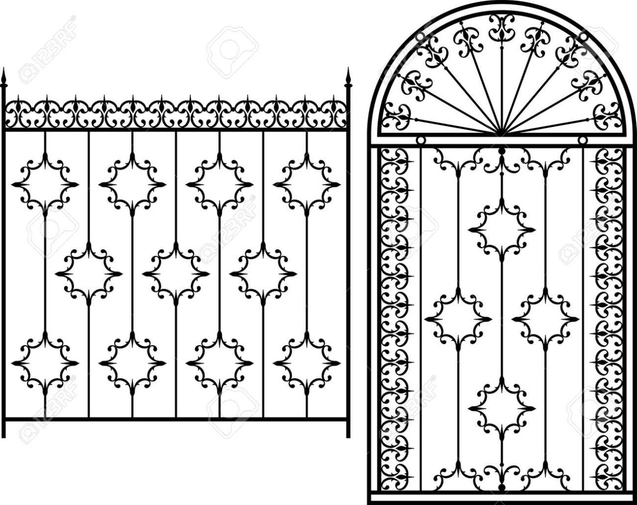 Wrought Iron Gate, Door, Fence, Window, Grill, Railing Design Vector Art  Royalty Free Svg, Cliparts, Vectors, And Stock Illustration. Image 46272596.